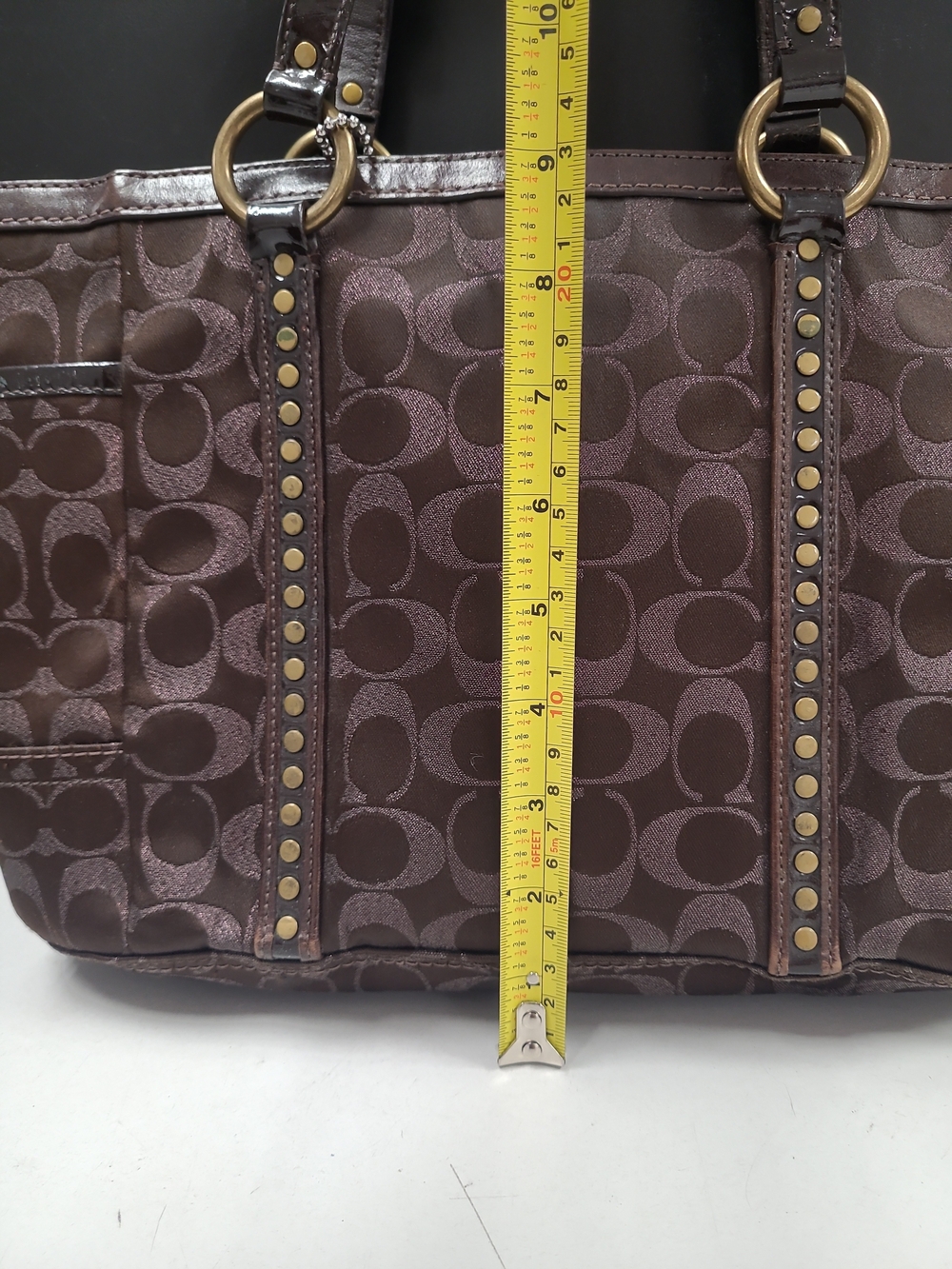 Coach Brown Lurex Jacquard Leather Signature Tote Bag Coach Brown H0867-F12853 - Picture 14 of 16